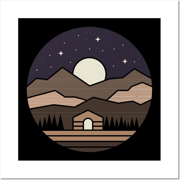 Cabin in the moonlight Wall Art by mouze_art